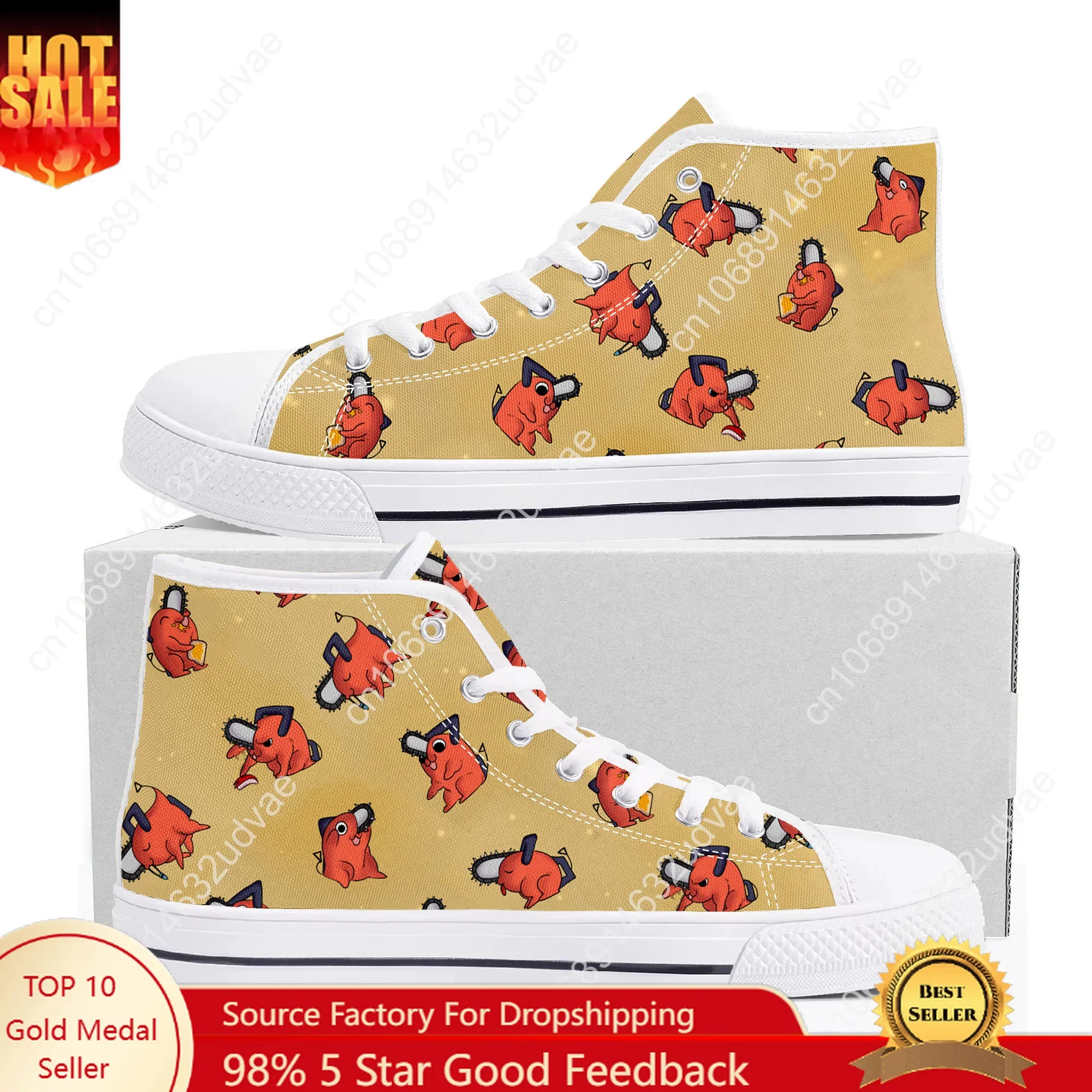 

Chainsaw Man High Top Shoes Mens Womens Teenager Sneakers Canvas High Quality Outdoor Daily Sneaker Custom Made Couple Shoe