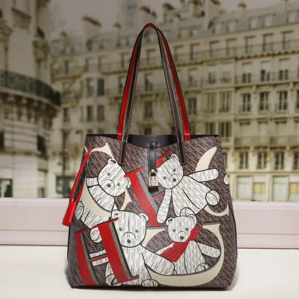 

Fashion Women's New High-capacity Handbag High Quality Contrasting Color Design Letter Print Premium Feeling Clutch Bag 2025