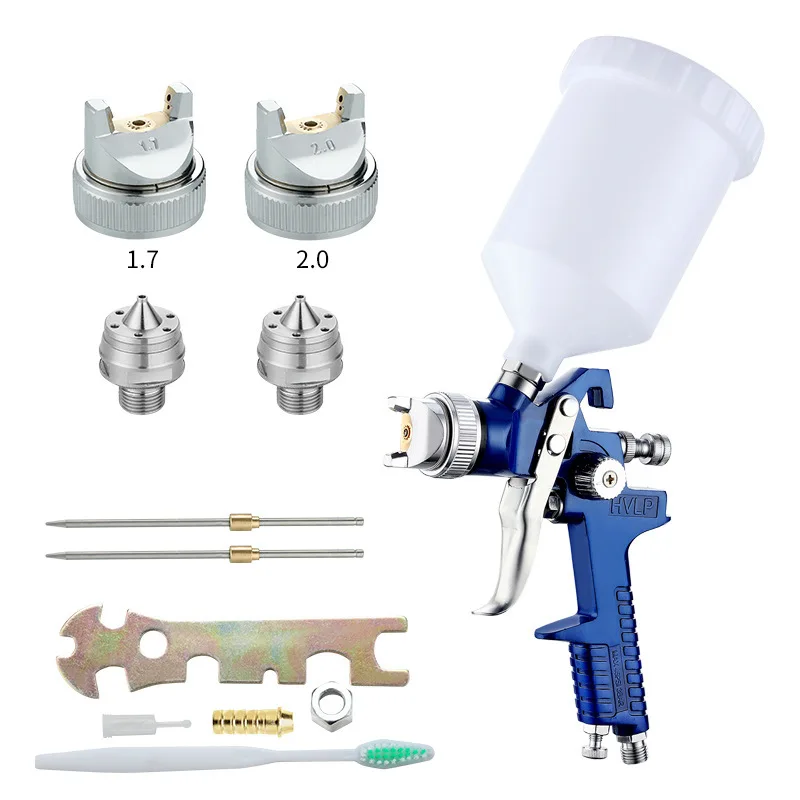 Professionelle pneumatische Farbspritzpistole mit Schwerkraftzufuhr und hoher Zerstäubung für Auto, Möbel, industrielle Beschichtungen und Heimwerkerarbeiten.