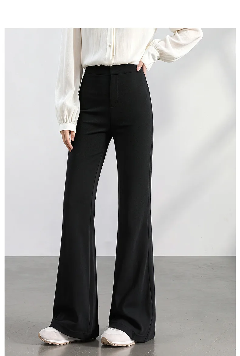 VIMLY Women's Black Flare Pants 2026 Autumn New Fashion Elegant High‑waist Versatile Pants Casual Office Lady Trousers 31738