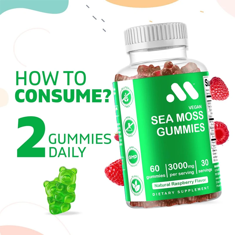 Irish seaweed gummies -60 vegetarian gummies - made from bladder and burdock roots - thyroid, energy, immune support