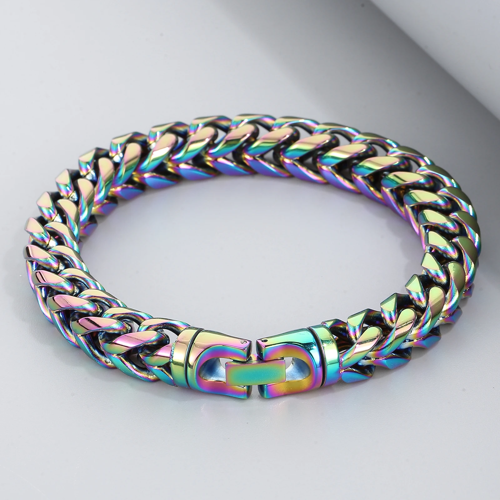 8/10mm Width Stainless Steel Keel Bracelet Plated Gold Keel Chain Bracelet Fashion Jewelry For Men Wedding Birthday Party Gift