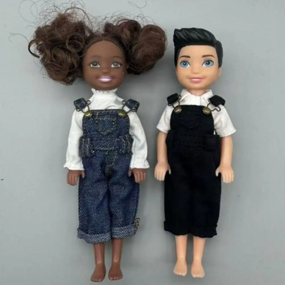 Fashion Doll Overalls Clothes Mini Cute DIY Accessories Jeans Trousers Shirt Casual Wear for 1/12 BJD Dolls