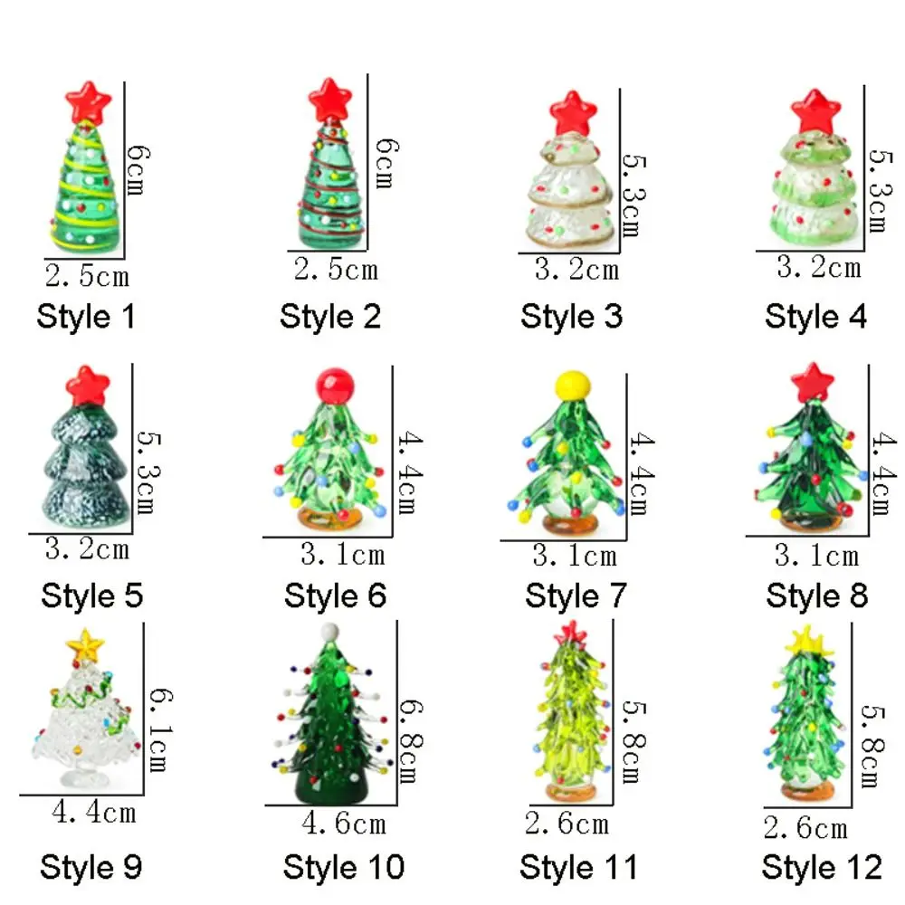 Glass Crystals Christmas Tree Figurine Mini Statue Christmas Tree Miniature Table Ornaments Handmade Crystals Ornaments