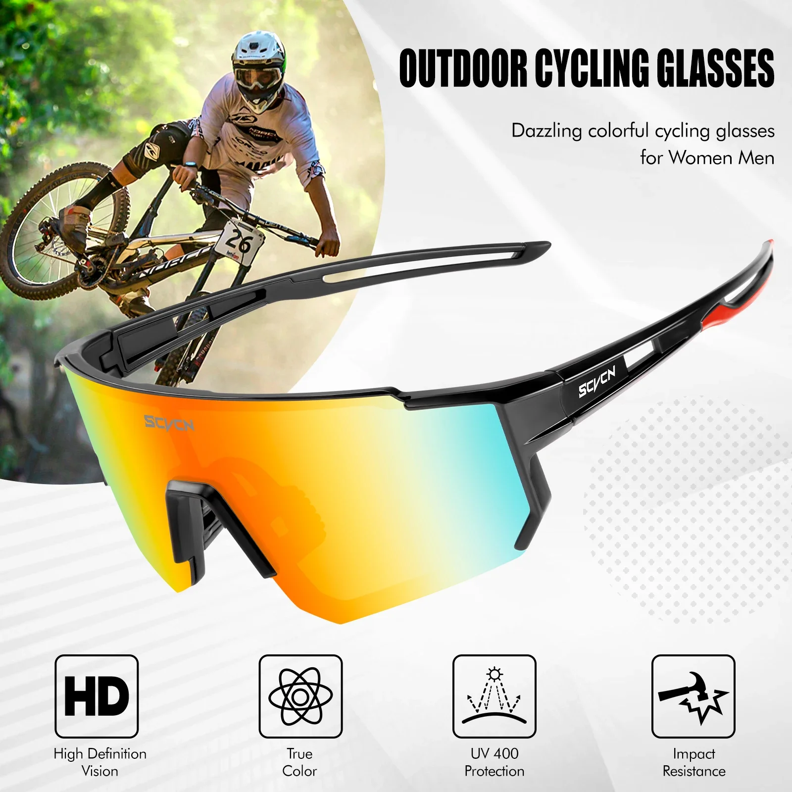 SCVCN Bicycle Cycling Glasses Outdoor Sports Sunglasses UV400 Golf Baseball Eyewear MTB Bike Eyepieces woman Leisure Accessories