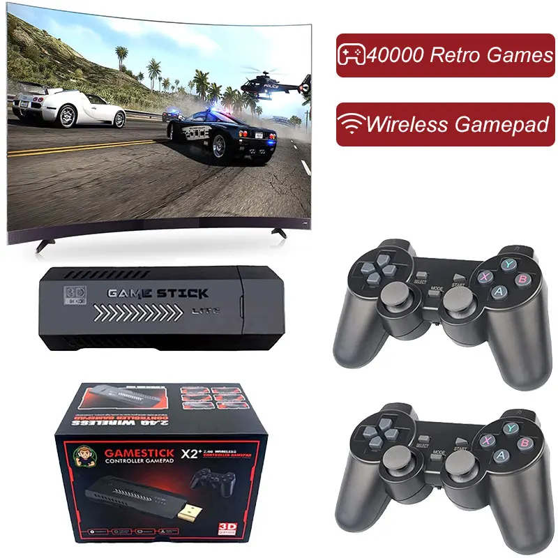 

X2 Plus Game Stick 4KHD Portable Console TV GD10 Pro Handheld Game Player 40000 Retro Games Wireless Controle Video Game Console