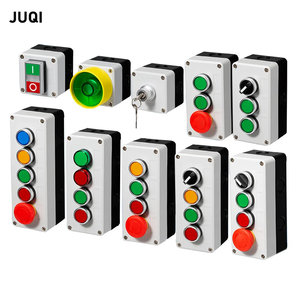 

Блок управления кнопочным переключателем, пластиковая ручная кнопка самозапуска, водонепроницаемая коробка, электрический промышленный аварийный выключатель