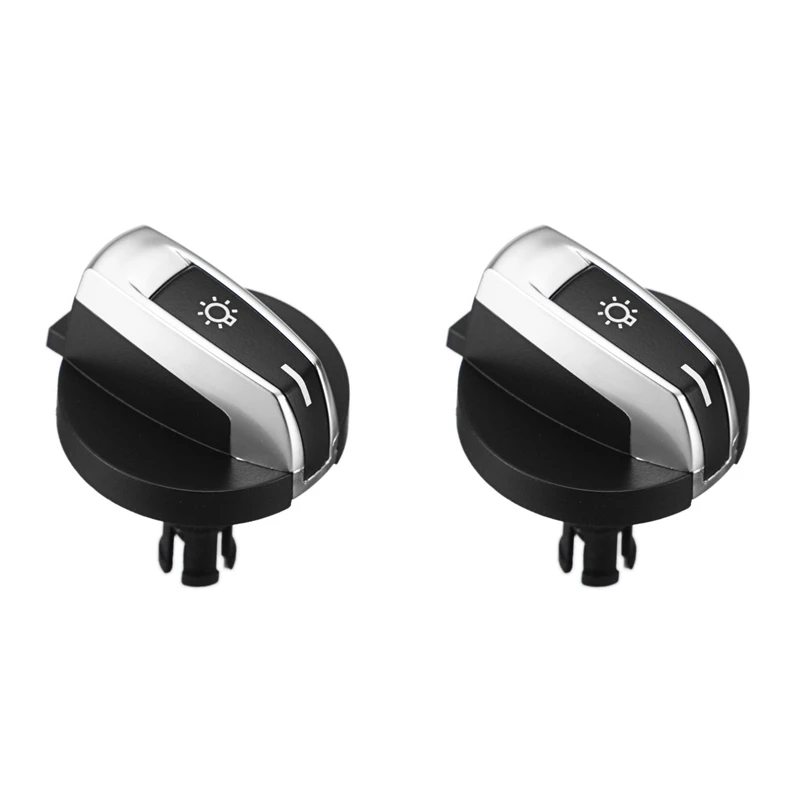 2Pcs Car Headlight Switch Knob Buttons For-BMW 5/7 Series X3 X4 F01 F02 F03 F10 F18 F07 F06 F25 F26 Black