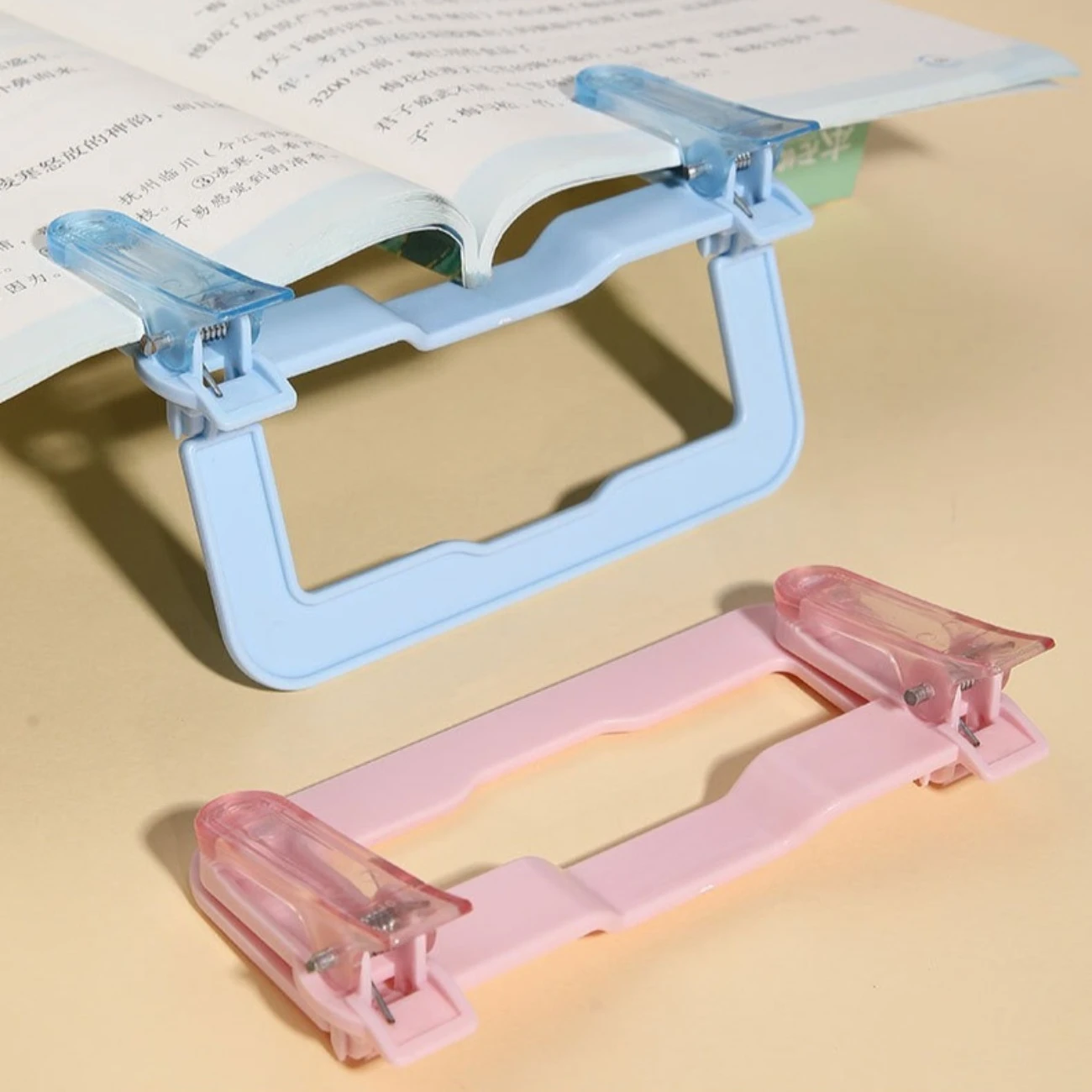 1pc folding book holder, thick and high-quality PP reading stand, double-head clamps, gift for reading enthusiasts
