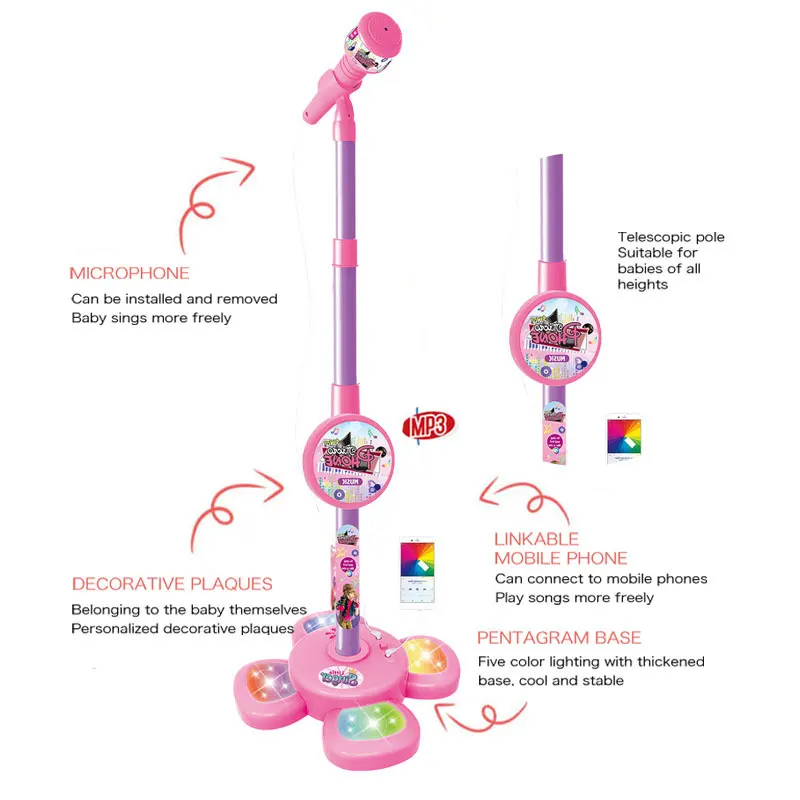 Kinder Karaoke Song Mikrofon mit Stand musikalische Lernspiel zeug Geschenk für Kinder Simulation interaktives Instrument mit Licht