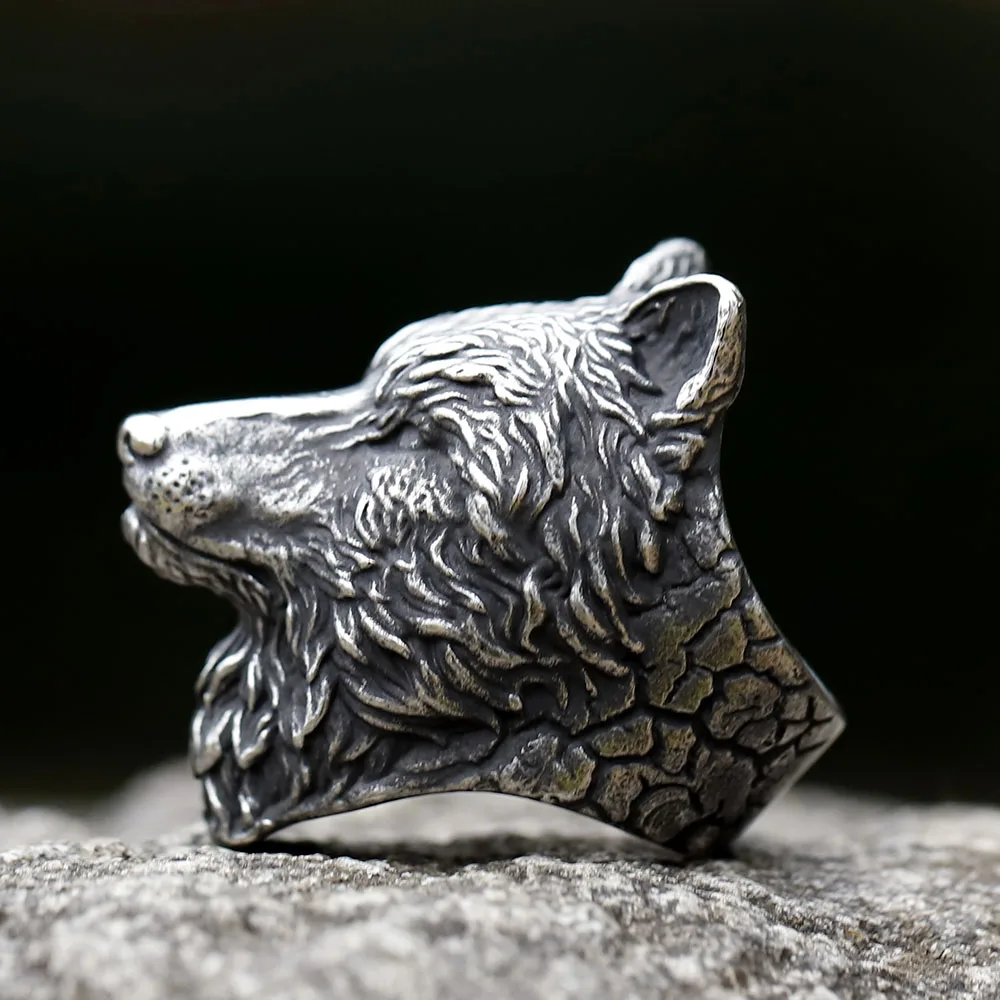 2023 NEW Men\'s 316L stainless steel rings Nose Viking Style Scandinavian wolf head Animal Ring Jewelry Amulet Gifts