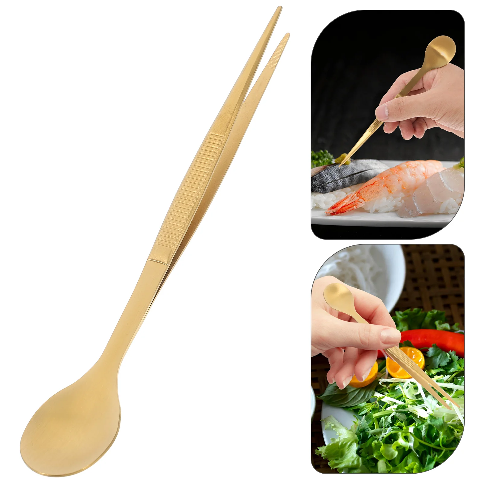 

Kitchen Tweezers for Cooking Taste Tester Spoon Chopsticks Salad Tongs Metal Cold Dishes Tasting Spoons Chefs