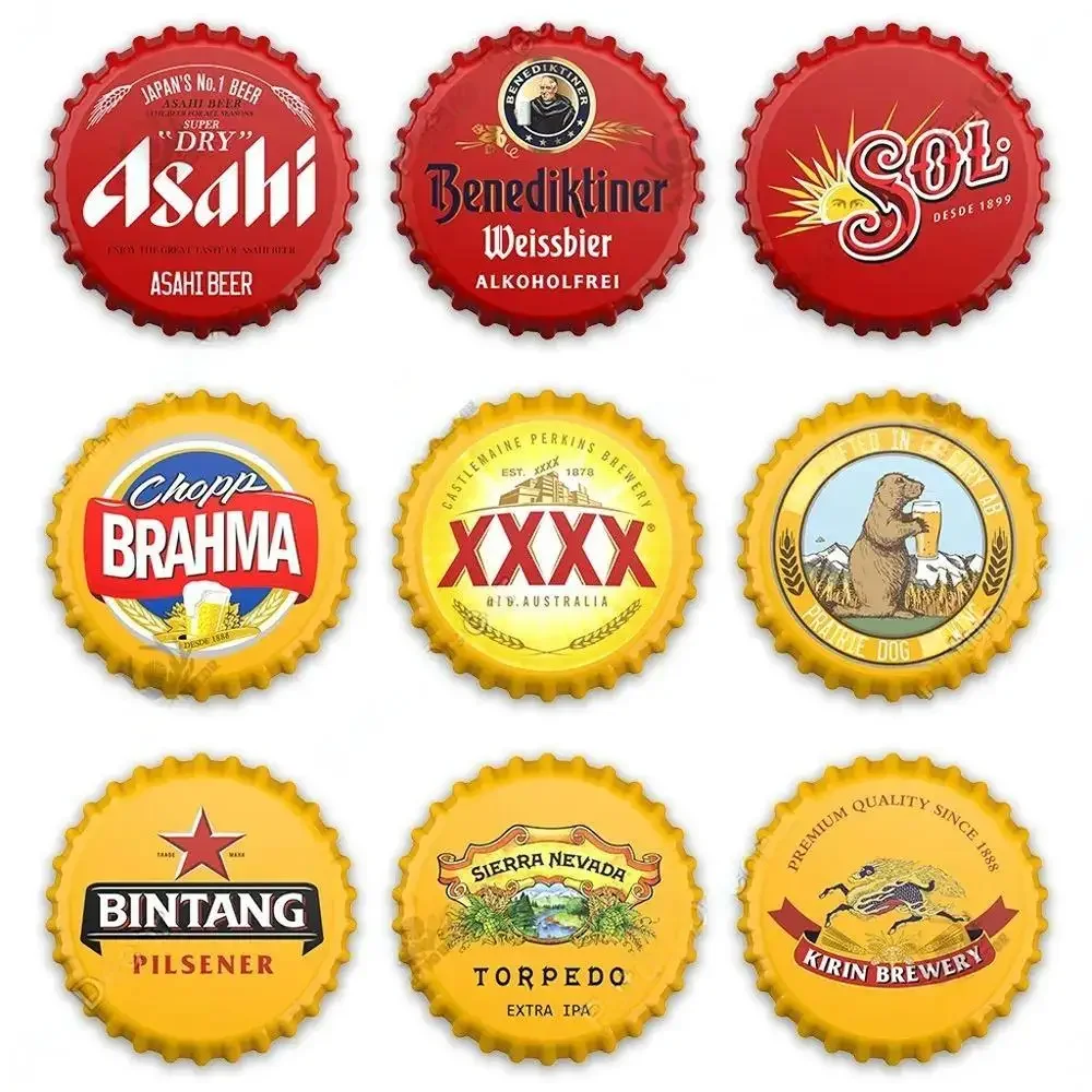 Vintage Beer Bottle Cap Decor Metal Sign Plaque Decorative Tin Sign Man Cave Pub Bar Club Wall Decoration