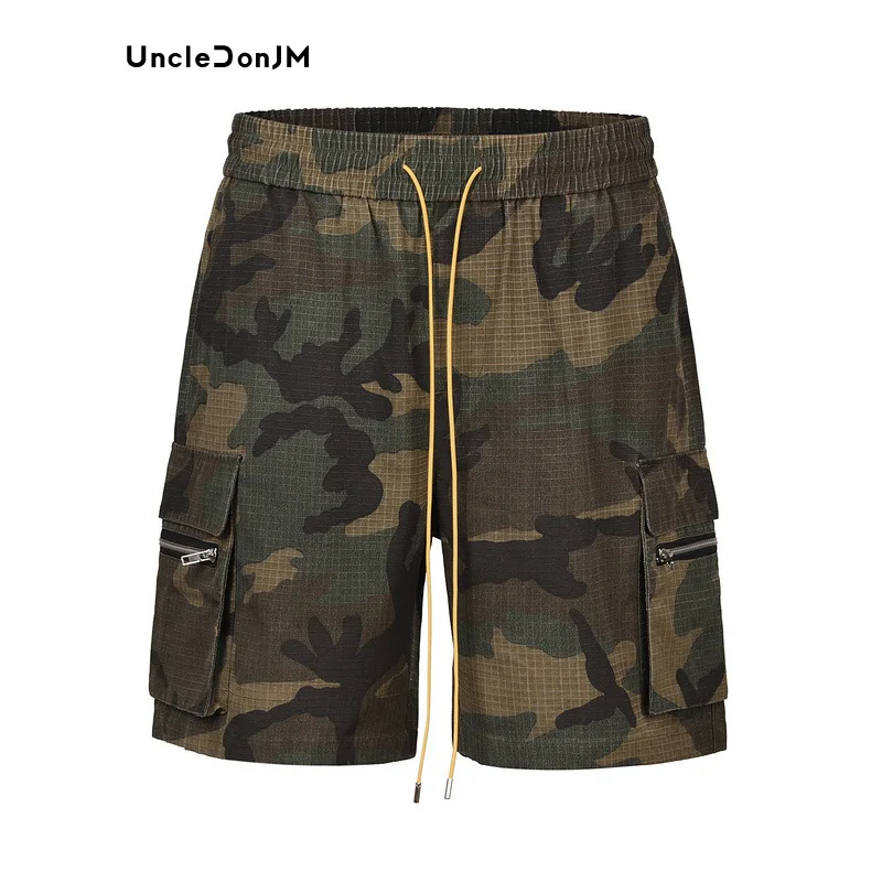 Camouflage Vintage Casual Shorts Loose Summer Drawstring Versatile Cargo Shorts Men Basketball Shorts Military