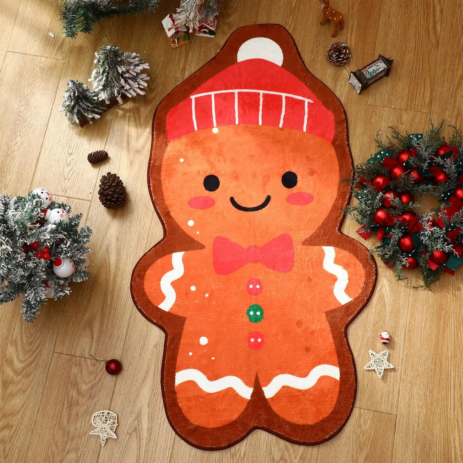 

VIKAMA Милый пряничный человечек, ковер для ванной комнаты, приветственный коврик, противоскользящий моющийся ковер для ванны, кухонный ковер, украшение для дома