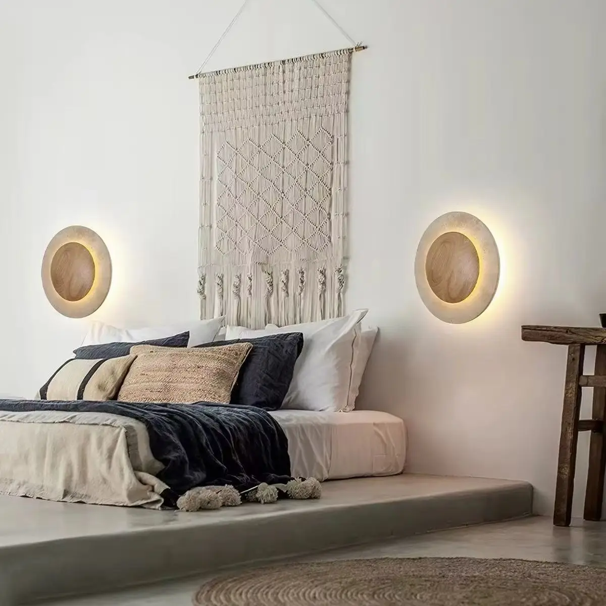Natural Limestone Ring Light Wall Sconce Wall Lamp for Maison Room Living Room Bedroom Home Decoration Indoor Lighting Fixtures