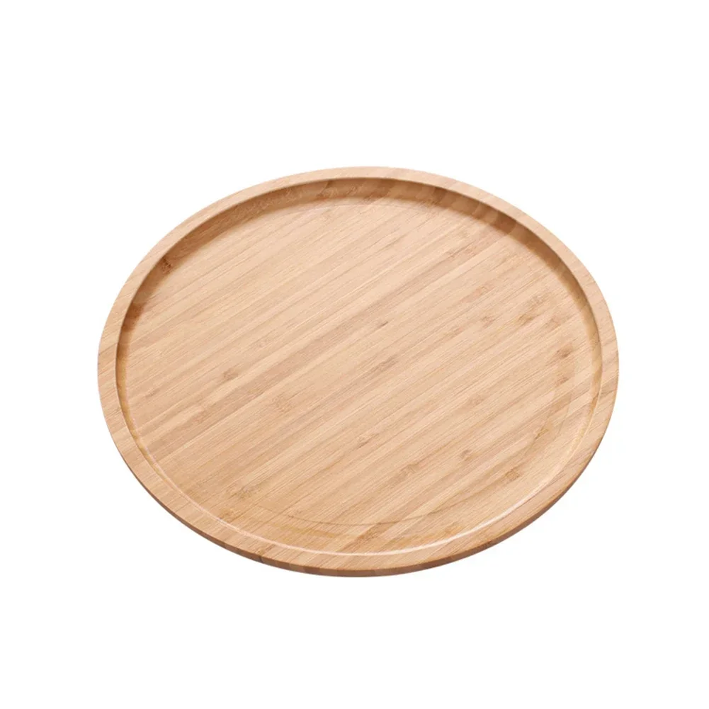 Trays Serving Tray 20*5*30cm Easy To Clean For Fruit Pizza Multi-functional Round Wooden Tableware Stand Food Tray