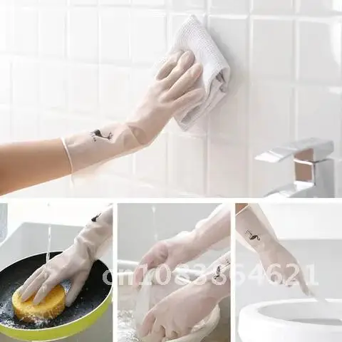 

1 Pair Kitchen Gloves Wash Dishes White Silicone Dish Washing Gloves PVC Magic Cleaning Dishwashing Gloves Cleaning Gloves