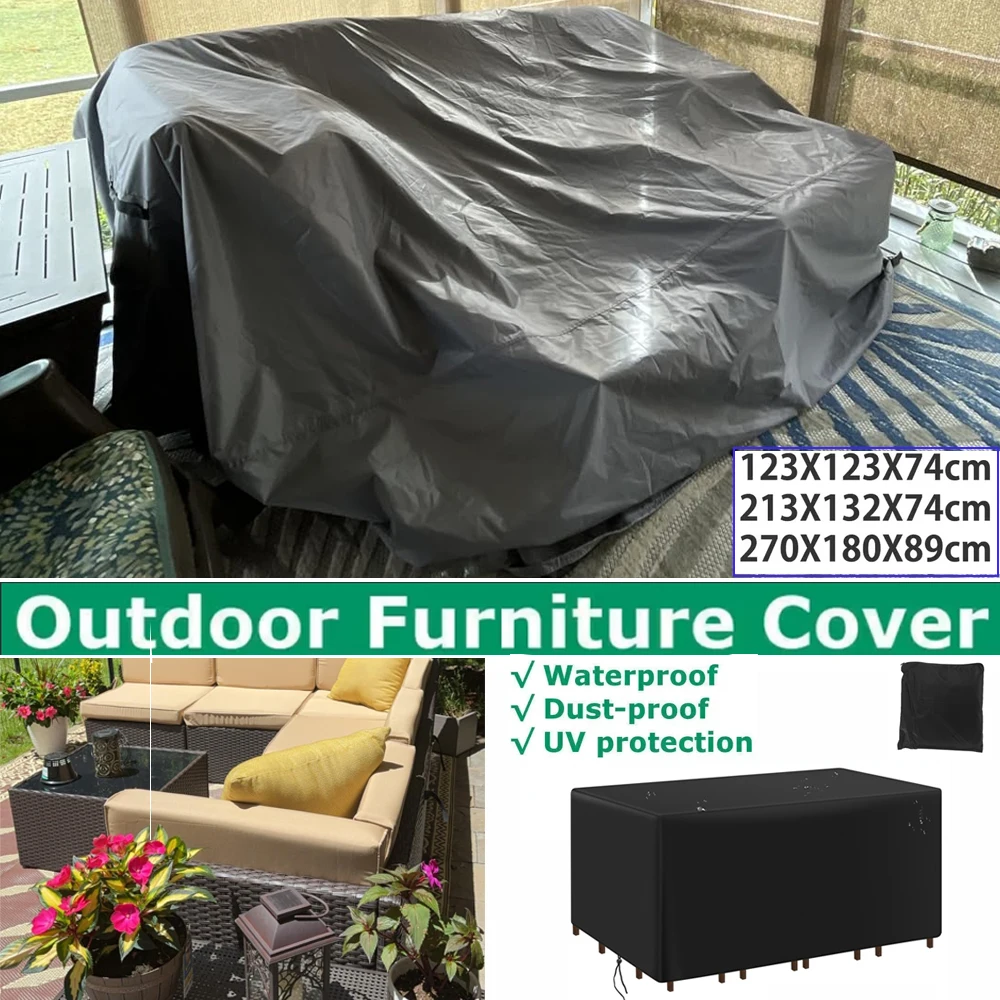 

Durable UV Resistant Large Rectangular Table Cover Multi-Size Outdoor Patio Garden Furniture Protective Cover 210D Oxford Cloth