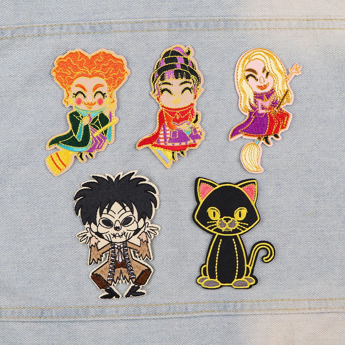 

Black Cat Embroidery Patch Funny Witch Iron On Patches For Clothing Thermoadhesive Patches On Clothes DIY Sew Halloween Badges