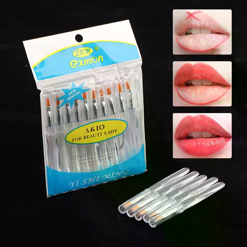 /Kuz/Portable Disposable Lip Brush Lipstick Brush With Cover Transparent Rod Single Makeup Concealer Lip Gloss Brush 5/10Pcs