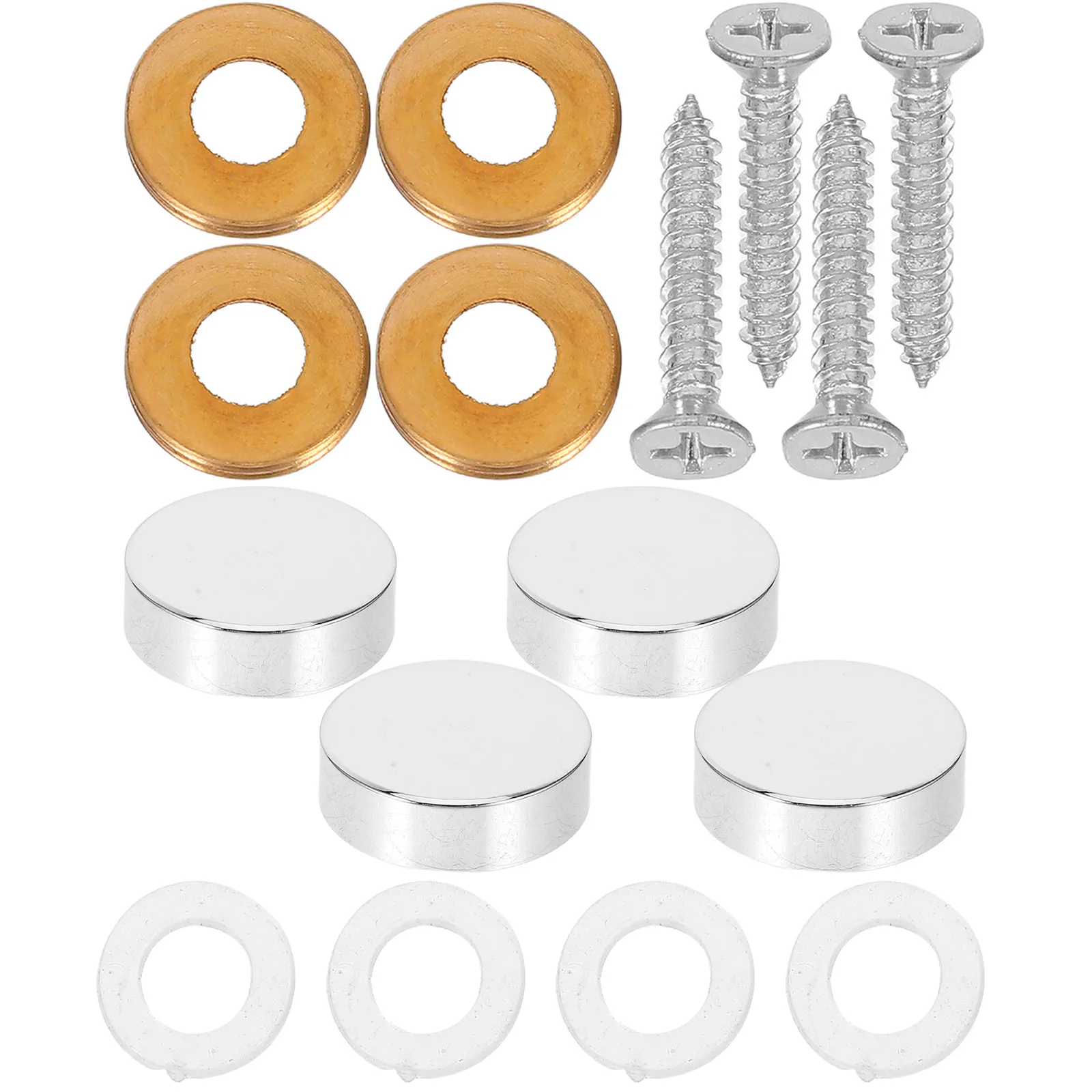 24Sets Mirror Screws Hardware with Elegant Brass Screw Caps for Decorative Cabinet Fixing Glass Mirror Sign Advertising
