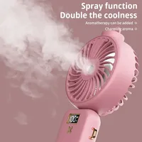 5000mAh Portable Mini USB Rechargeable Fan  Spray Fan 2 In 1 Humidifier Hydrator Electric Fan With LCD Display