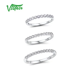 VISTOSO For Women Genuine 14K 585 White Gold Ring Sparkling Diamond Ruby Blue Sapphire Stack Engagement Anniversary Fine Jewelry