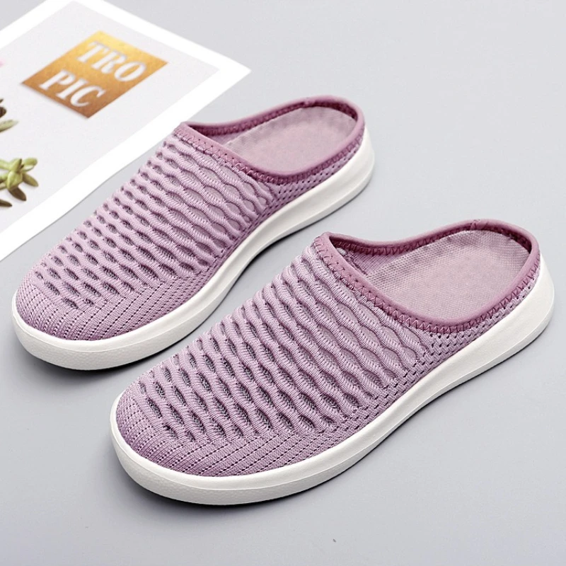

Women's Shoes Summer Mesh Couple Slippers Breathable Lightweight Non Slip Casual Shoes Plus Size 2026 New Womens Half Slippers