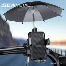 SEAMETAL Motorcycle Mobile Phone Holder Handlebar Stand Phone Bracket Bicycle Outdoor Phone Clip Handlebar Mount With Umbrella