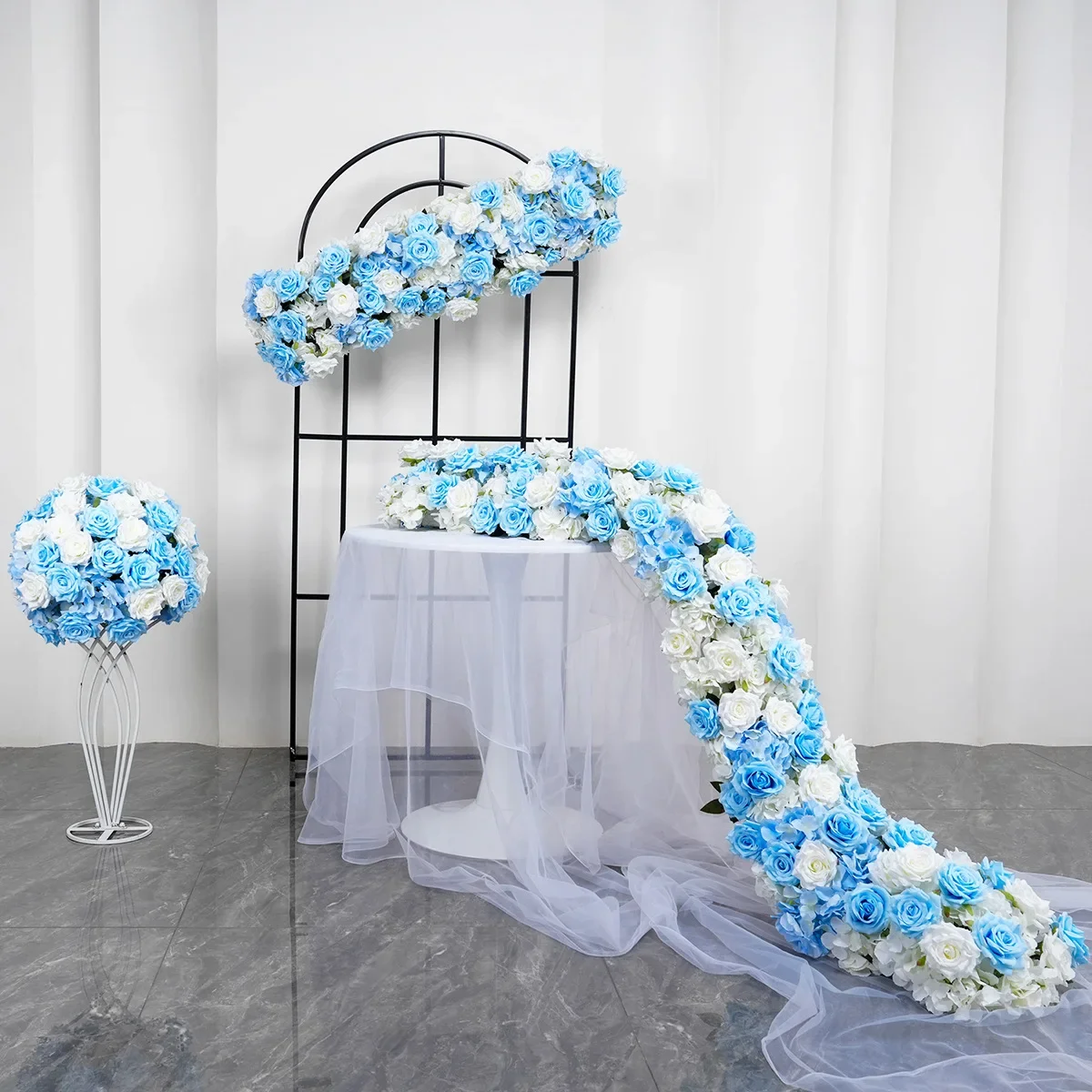 

Artificial Rose Wedding Backdrop Arch Decoration Hang Flower Row Floral Backdrop Decor Table Centerpiece Flower Ball Long Runner