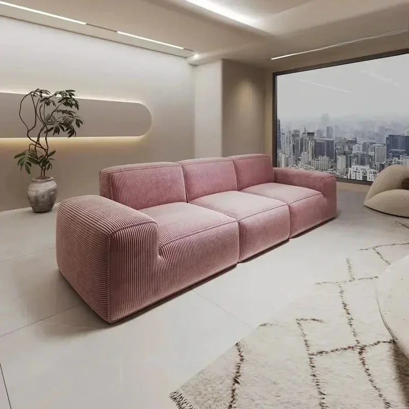 

Compressed Block Corduroy Sofa Fabric Sponge Simple Puffs Living Room Sofas Sectional Floor Nordic Divano Letto Furniture