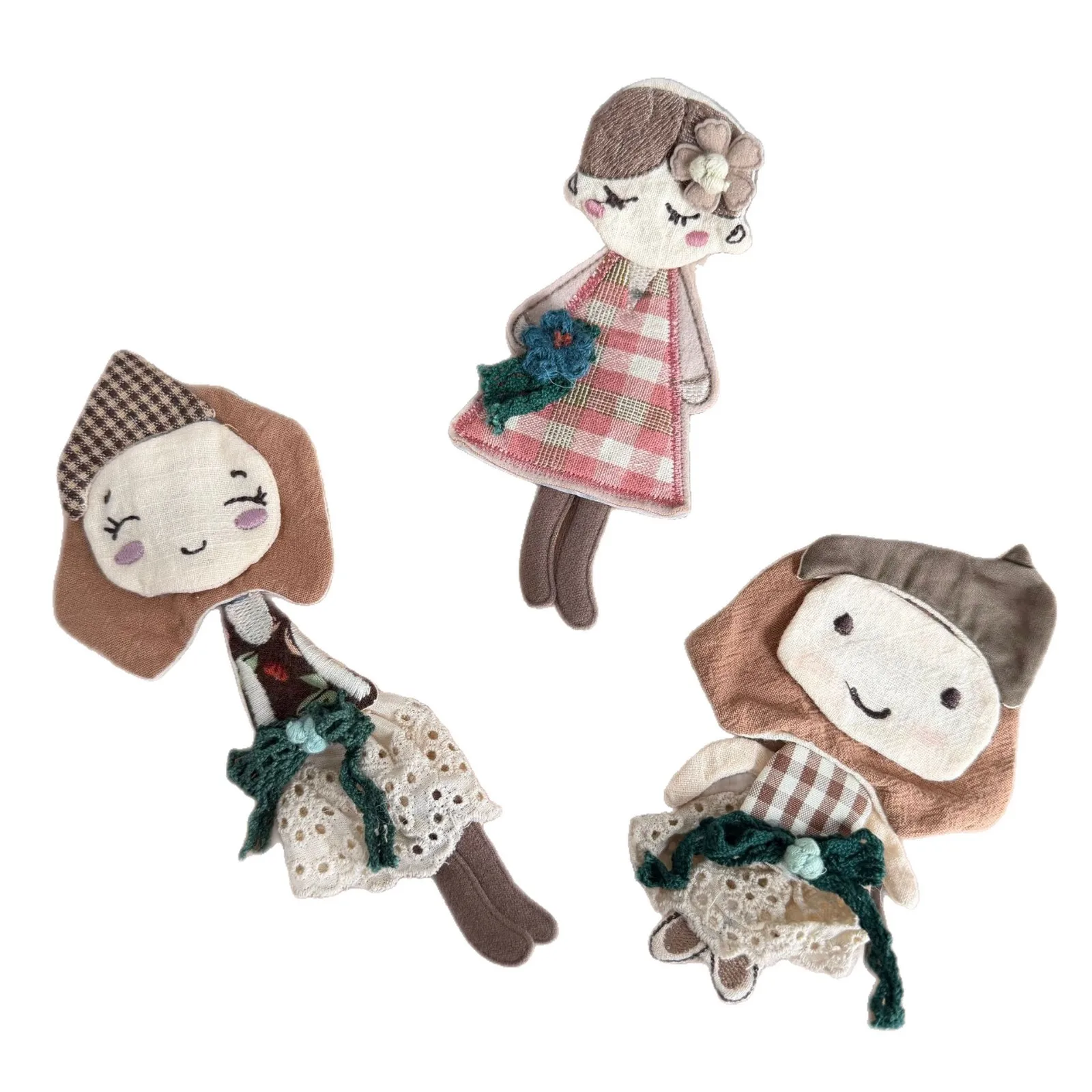 

Soft Fabric Patch Girl Brooch Pin Handmade Forest Style Vintage DIY Embellishment for Bag Hat Scarf Decoration High Quality