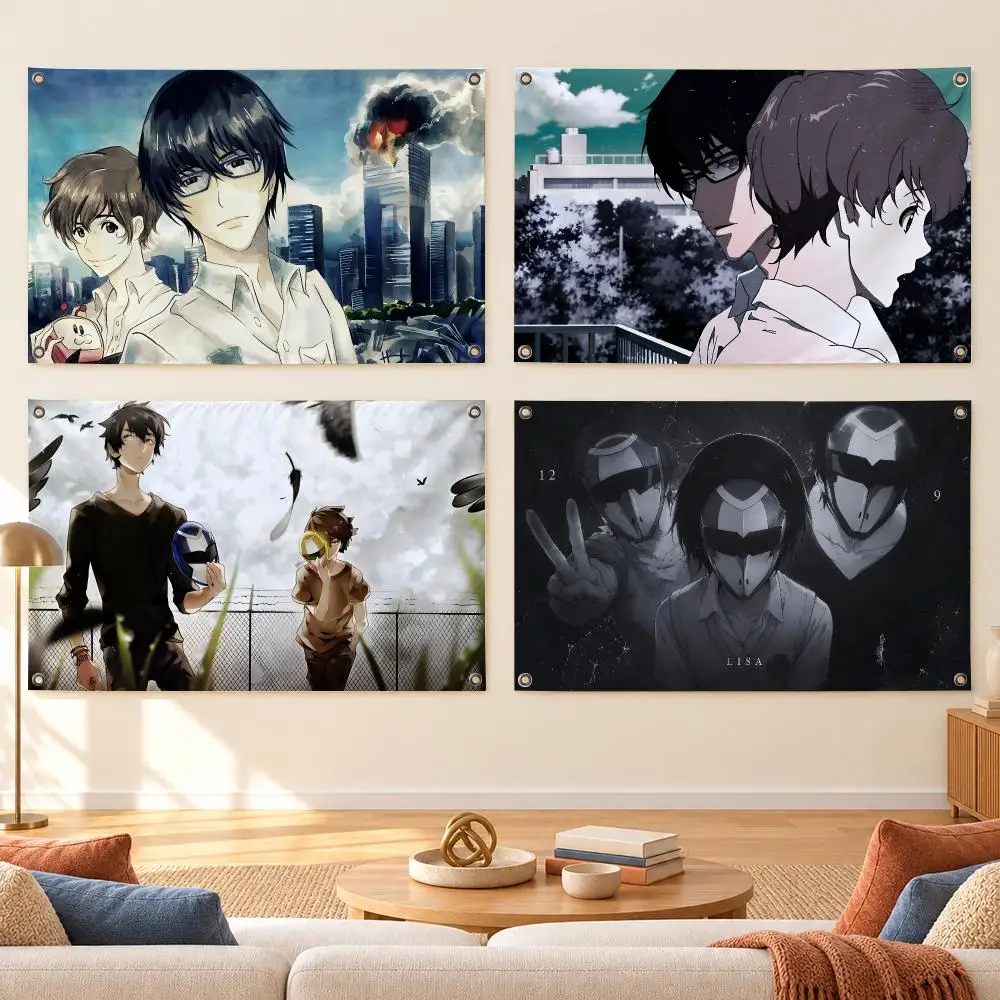 Terror in Resonance Anime Mystery Flags flag Hanging Grommets polyester Wall Flag Home Decor For Bedroom Living Room Fan Merch