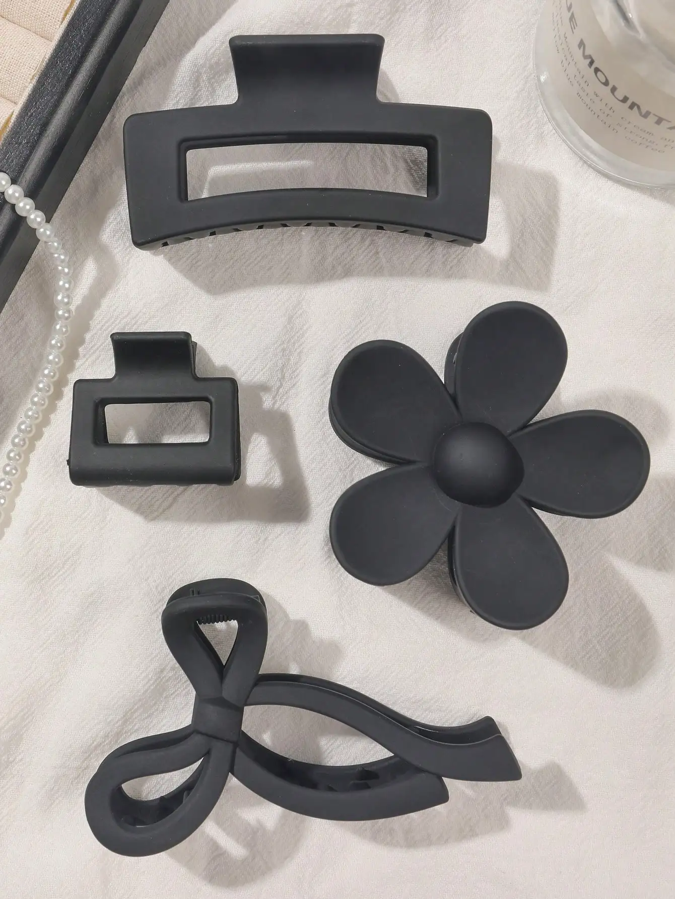 4 Stück neutrale Farben, große Krallenklammern für Frauen, quadratische und blumenförmige Haarspangen für dickes Haar, verschiedene Stile, Haar-Accessoires – Detail 4