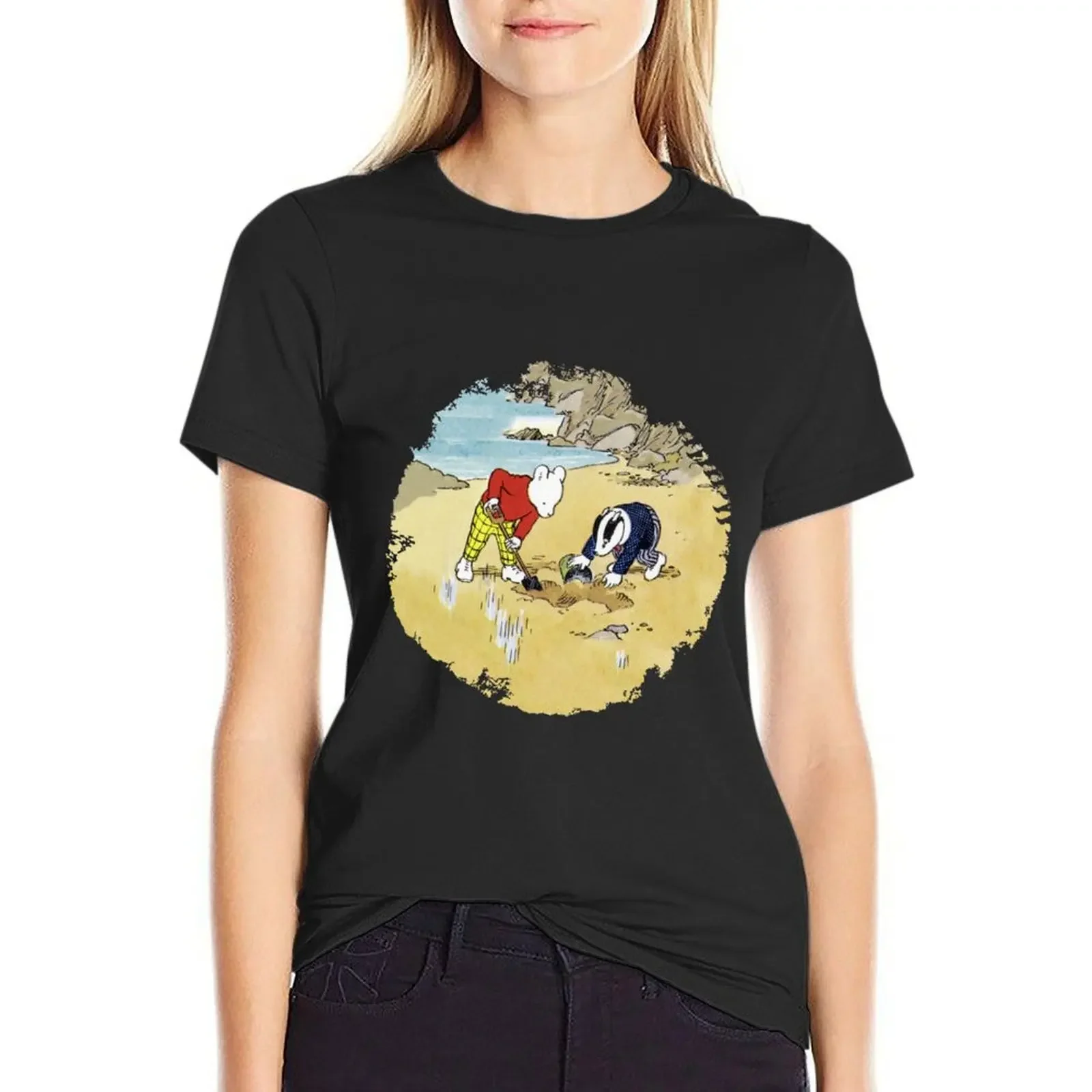 

Rupert and Badger on the Beach116 T-Shirt hippie clothes female t-shirts for Women graphic tees funny