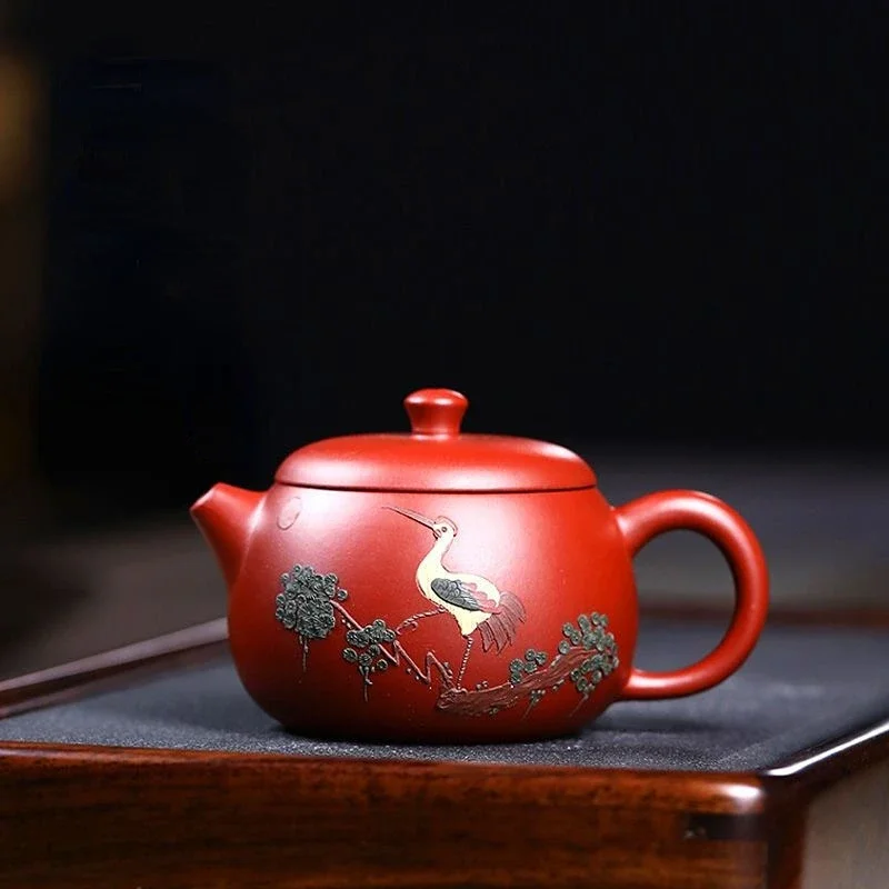 

High Quality Yixing Purple Clay Teapot Raw Ore Dahongpao Crane Teaware Oolong Tea Set Filter Kettle