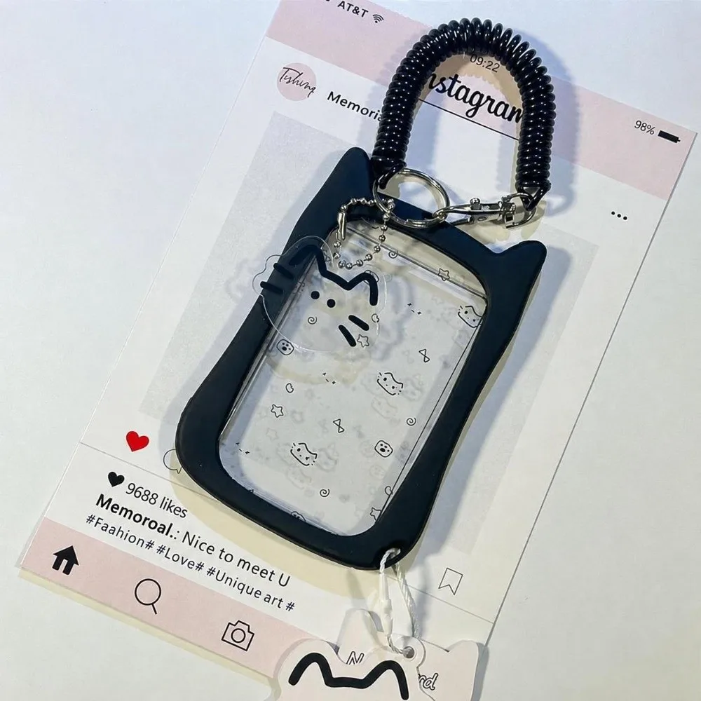 Transparent Photo Card Keychain Cartoon Hanging Rope Student ID Card Cover Waterproof Durable Photocard Binder Subway