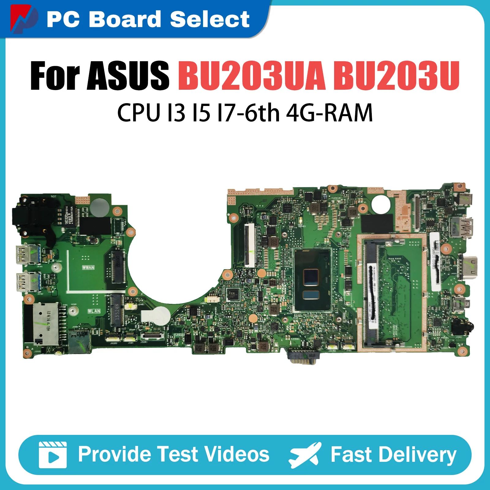 

Notebook BU203UA Mainboard For ASUS PRO ADVANCED BU203U Laptop Motherboard CPU I3 I5 I7-6th 4G-RAM