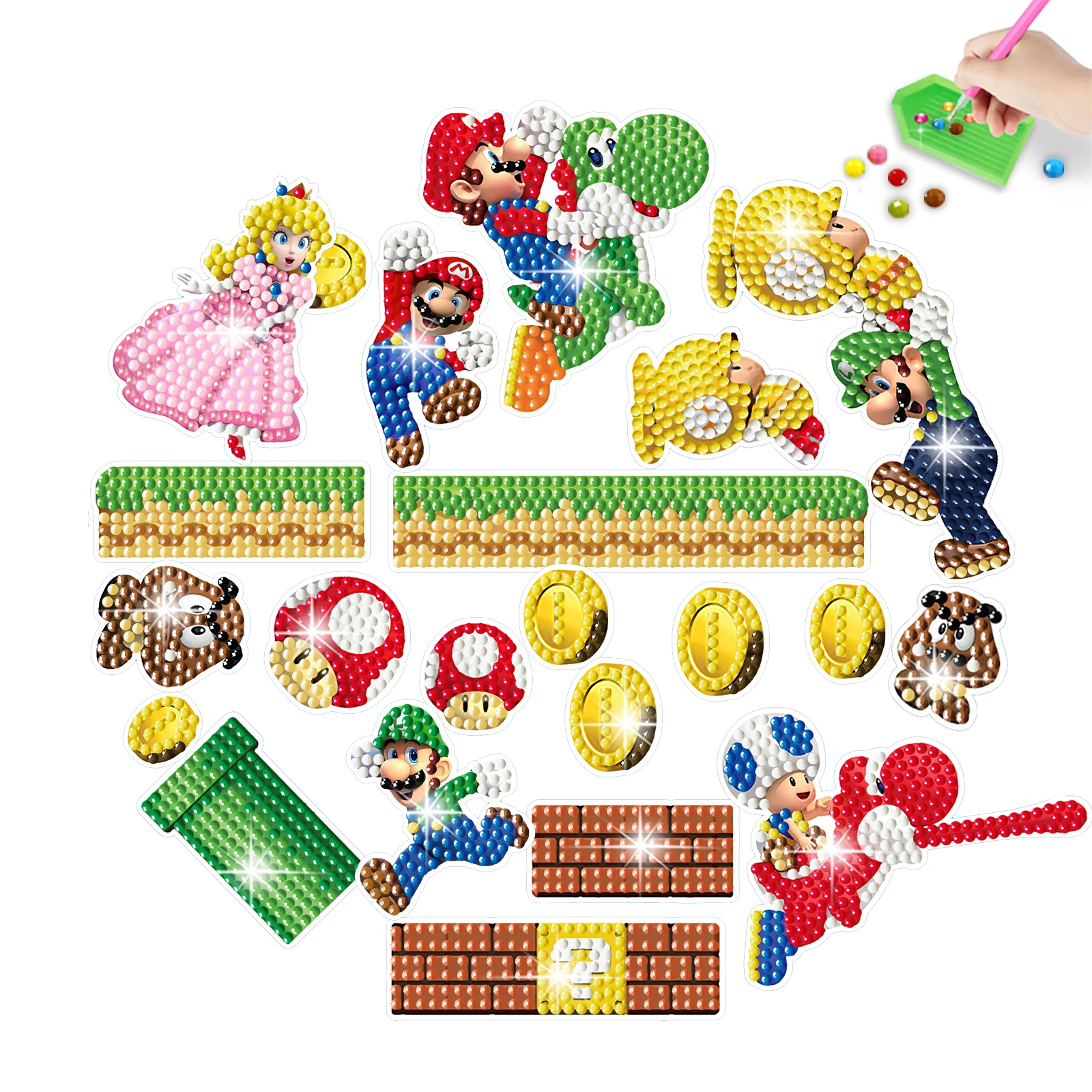 Diamond Painting DIY Mario Sticker Creativity Handmade Make 3D Children Diamond Painting Material Conducive to Concentration view 2