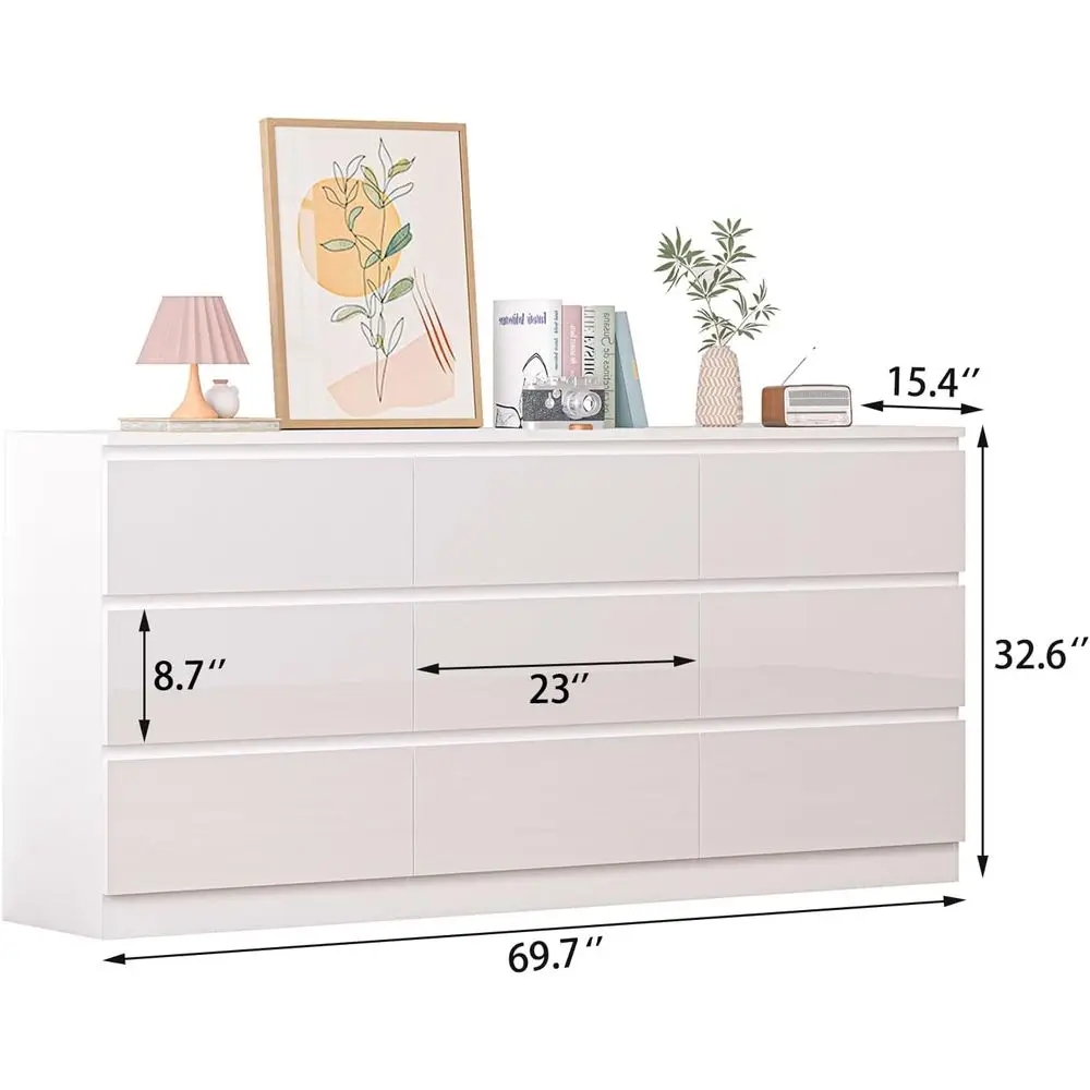 70 INCH 9 Ders Drer with Charging Station, ern Large Drer with 9 Handle ree Ders, Wood Storage Chest o Ders or Bedroom, Living R