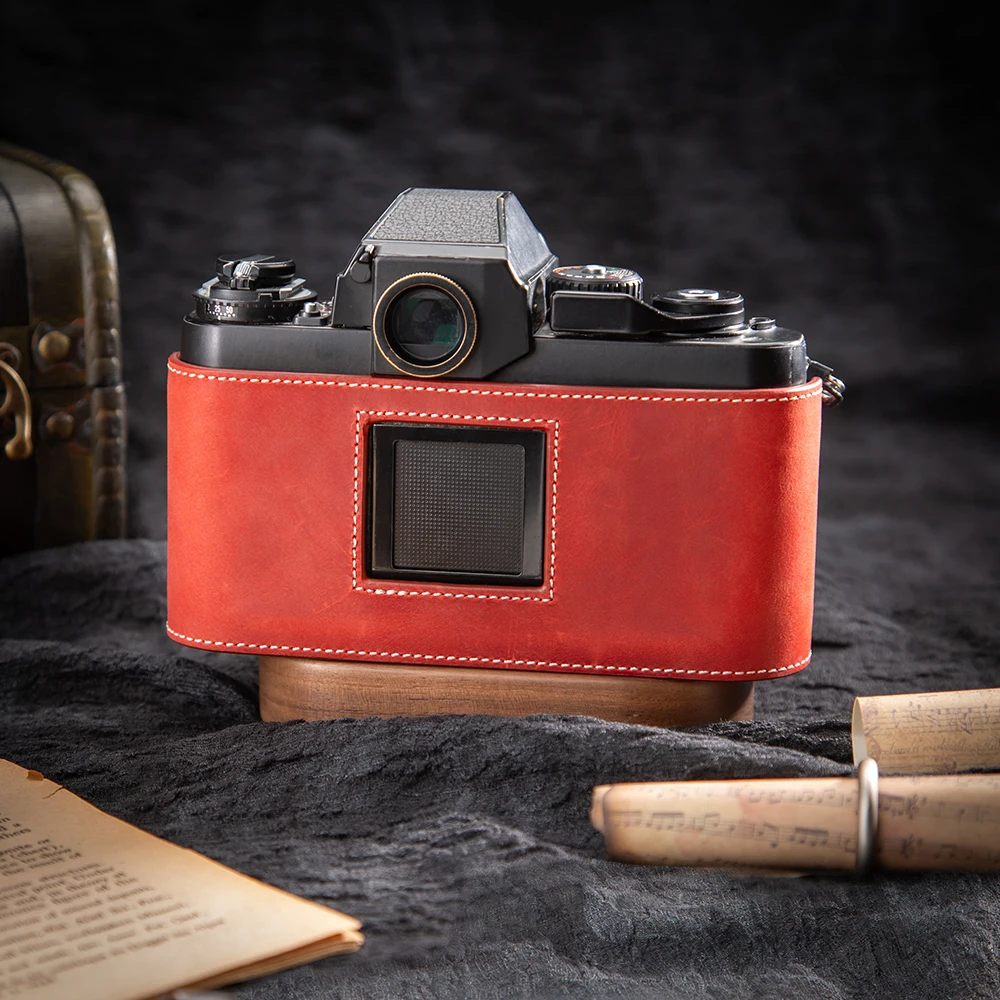 니콘 F3 FE2 F3AF DF F3TF F3HP FM2용 FM2 보호 케이스, 정품 가죽 DF 하프 케이스 F3 하프 백 수제 카메라 가방