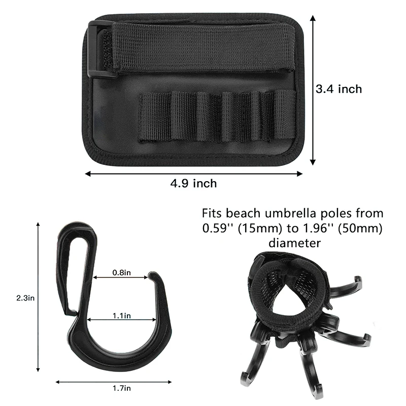 【YA】Durable Beach Umbrella Hanging Hook 6 Hooks Beach Accessories Towels Camera Bags Clothes Hanger Camping Holder Trip Clip