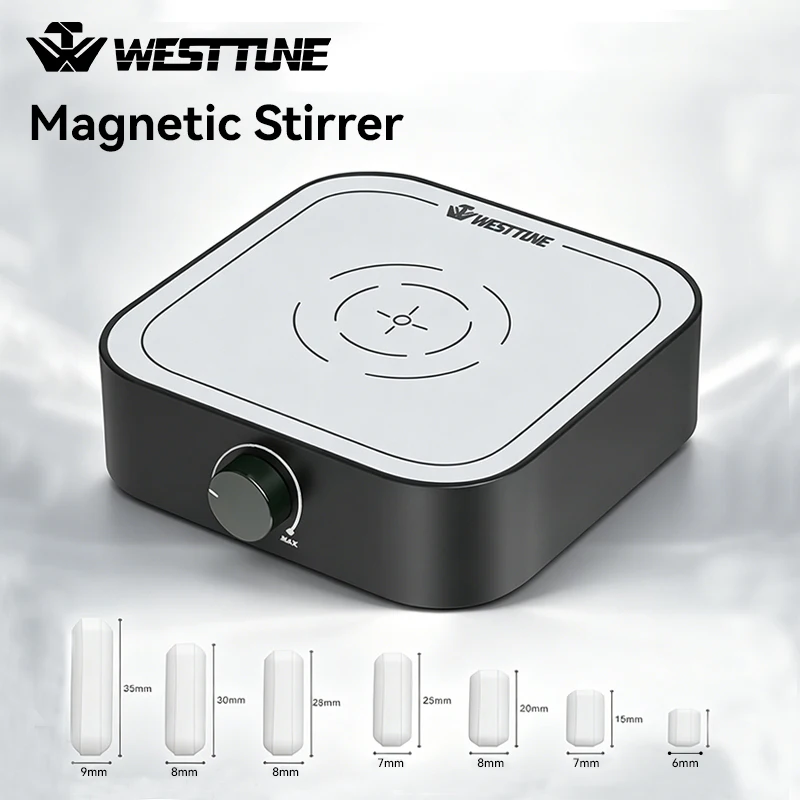 WESTTUNE Lab Magnetic Stirrer Max Stirring 3L ,7 Mixing Elements 3000rpm Automatic Lab Mixer Suitable For Low-viscosity Liquids