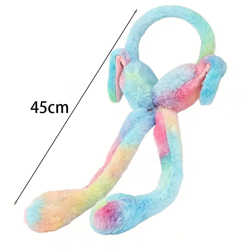 Color Plush Ear Muffs Moving Rabbit Ears Warm Popular Online Style Home Ear Muffs for Men Women Children Keep Warm Ear Muffs ﻿