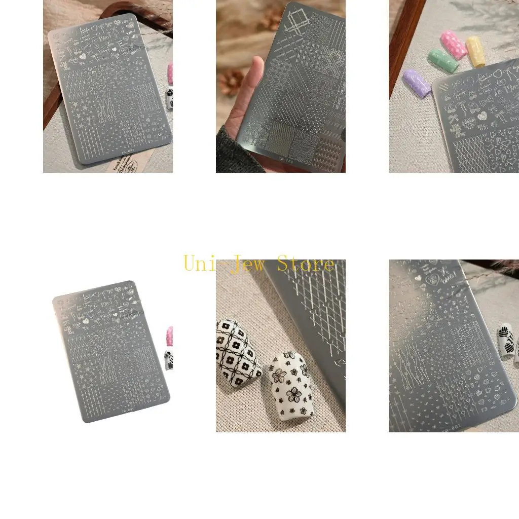 

Профессиональная пластина для штампов для ногтей, 40 ГБ, из нержавеющей стали с кружевным бантом и сердечками