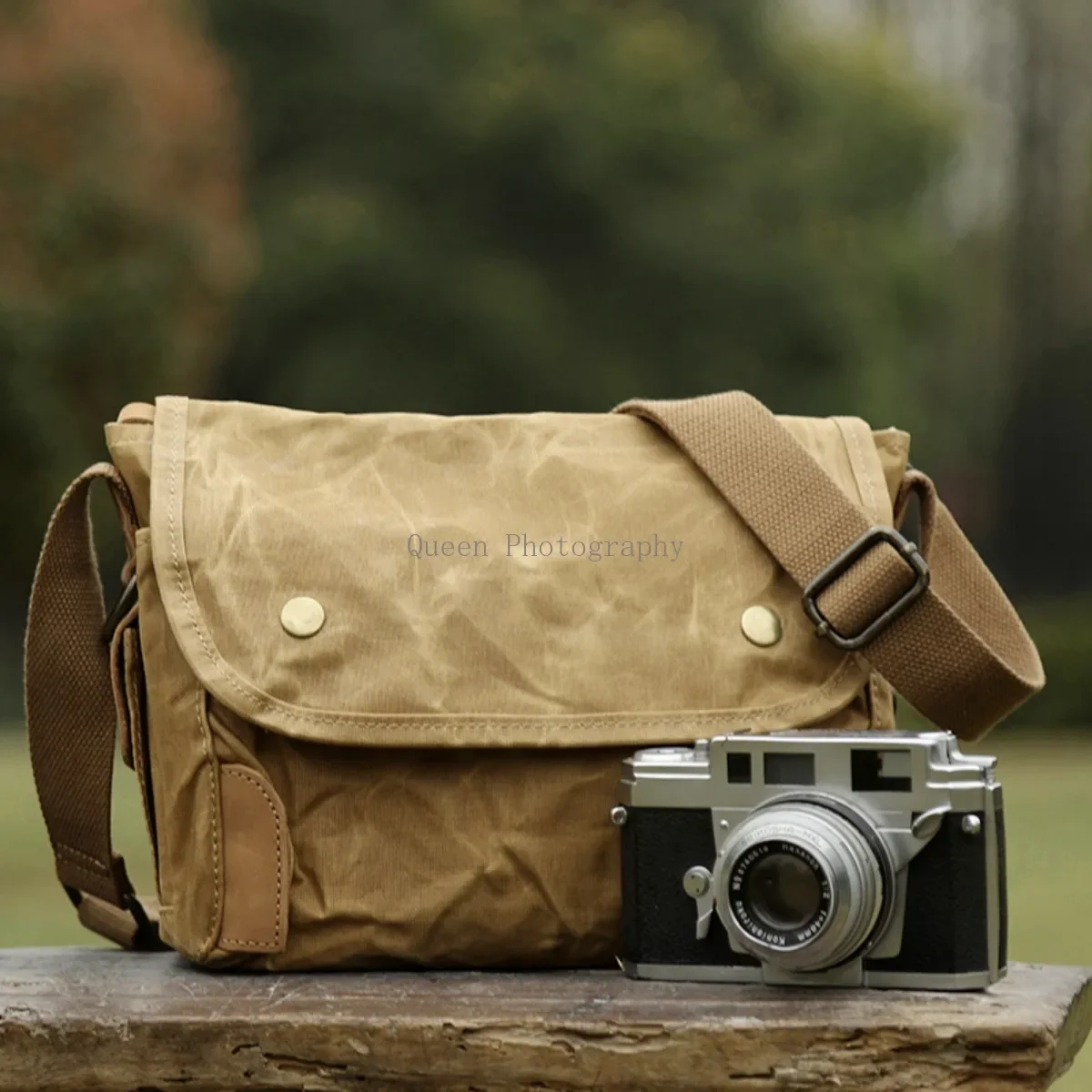 Vintage Retro Waterproof Camera Travel Shoulder Photography Bag Insert Messenger Case with Removable Liner Fit Canon Nikon Sony