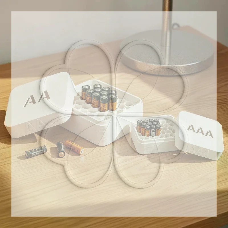 Easy Access Large Honeycomb Battery Storage Box AA AAA Battery Organizer Case for Home Office Storage