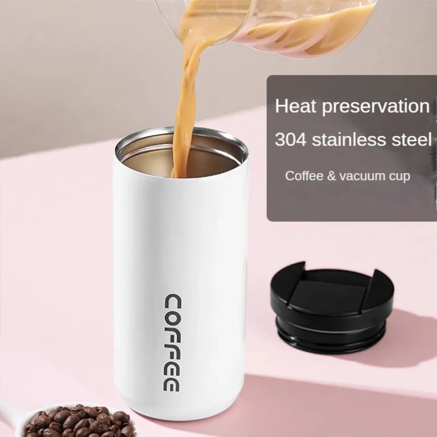 

Thermal Water Bottle Cold Water Thermos Coffee Cups Termos Bottle With lid Cup 304 Thermal Stainless Steel Tumbler Coffee Cup