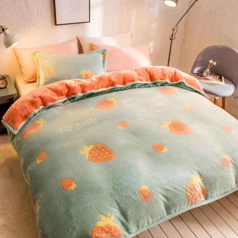 Winter Flannel Cat Paw Quilt Cover Soft Warm Coral Fleece Blanket Duvet Covers Throw Mechanical Wash Bedding Sets Home Textiles